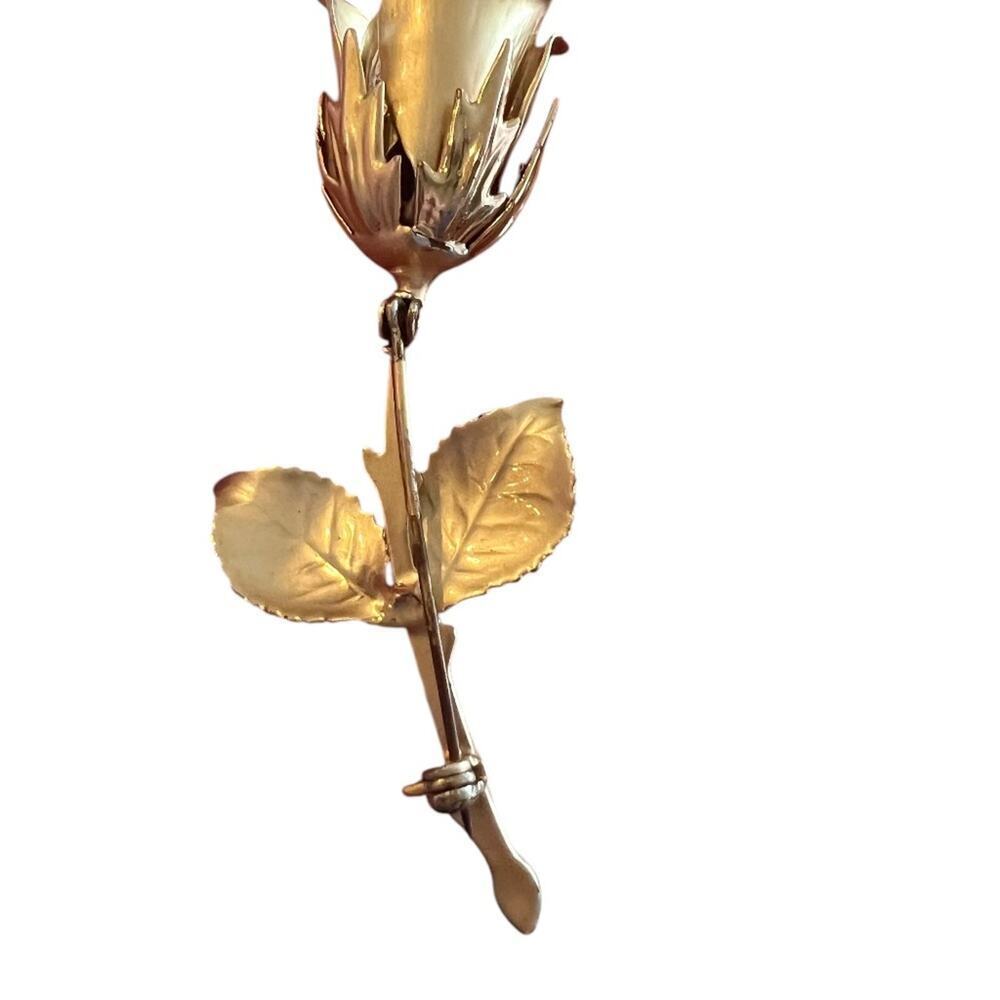 Vintage Gold Tone Rose Brooch - Picture 2 of 6